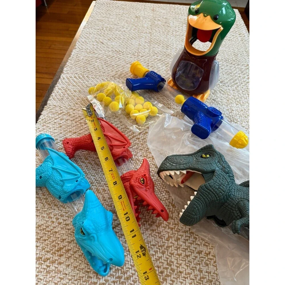 Dinosaur & Duck Ball Popper Toy Set with Foam Balls